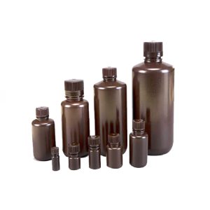 ขวดพลาสติกปากแคบสีชา / Narrow Mouth Reagent Bottle, HDPE, Brown