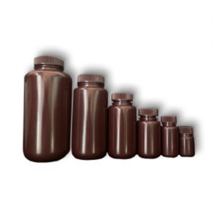 ขวดพลาสติกปากกว้างสีชา ปราศจากเชื้อ / Wide Mouth Reagent Bottle, HDPE, Brown, Sterile