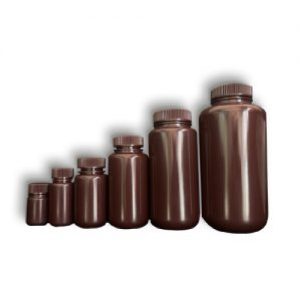 ขวดพลาสติกปากกว้างสีชา ปราศจากเชื้อ / Wide Mouth Reagent Bottle, PP, Brown, Sterile