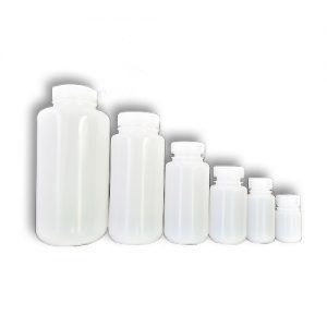 ขวดพลาสติกปากกว้างสีขาวขุ่น / Wide Mouth Reagent Bottle, HDPE, White